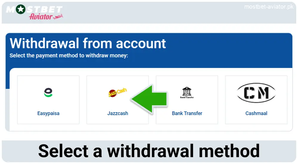 Choose the Withdrawal Method in Mostbet Aviator PK